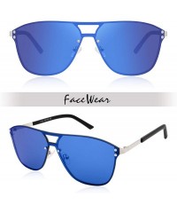 Oversized Rimless Mirrored Sunglasses Fashion Oversized for Women Men COS1113 - C4-blue - CS18W4Y2M5W $15.93