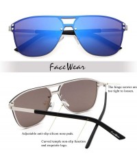 Oversized Rimless Mirrored Sunglasses Fashion Oversized for Women Men COS1113 - C4-blue - CS18W4Y2M5W $15.93