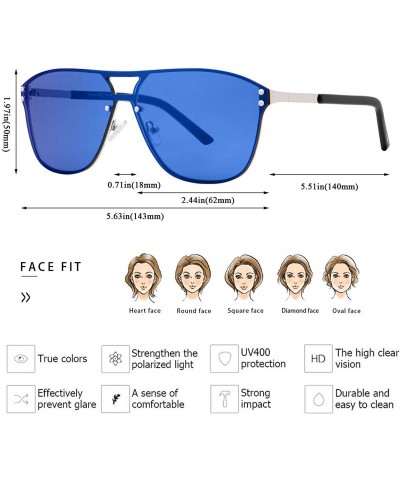 Oversized Rimless Mirrored Sunglasses Fashion Oversized for Women Men COS1113 - C4-blue - CS18W4Y2M5W $15.93