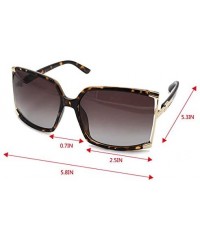 Shield Women's Oversized Sunglasses New Fashion Square Frame Sunnies Eyewear Metal Sunglasses - Brown - CE11YERRT15 $11.92