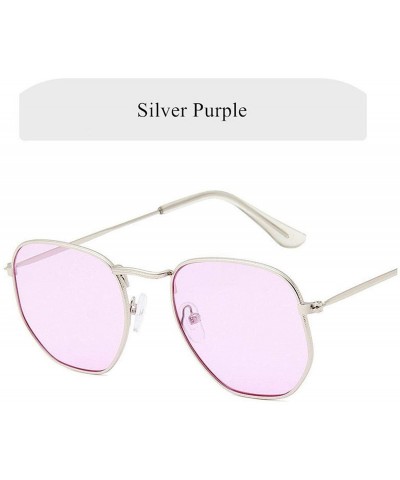 Oversized Vintage Polygon Sunglasses Women Men Metal Frame Sun Glasses Ladies UV400 FeLuxury Polygonal Sunglass - Purple - CY...