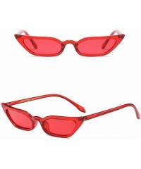 Semi-rimless Sunglasses for Women - Vintage Cat Eye Sunglasses Retro Small Frame UV400 Eyewear Fashion Ladies - Red - CY18D8W...