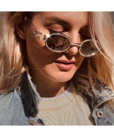 Round Sunglasses Ladies Vintage Diamond Fashion - Gold Clear - CG18TUMKCI4 $12.82