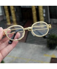 Round Sunglasses Ladies Vintage Diamond Fashion - Gold Clear - CG18TUMKCI4 $12.82