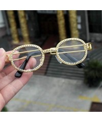 Round Sunglasses Ladies Vintage Diamond Fashion - Gold Clear - CG18TUMKCI4 $12.82