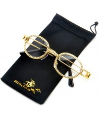 Round Sunglasses Ladies Vintage Diamond Fashion - Gold Clear - CG18TUMKCI4 $12.82
