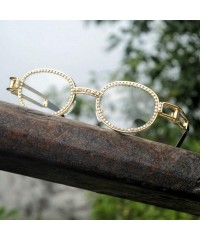 Round Sunglasses Ladies Vintage Diamond Fashion - Gold Clear - CG18TUMKCI4 $12.82