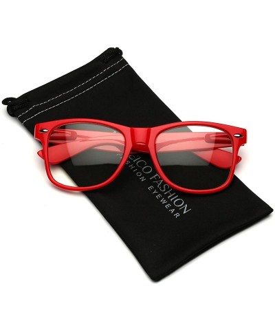 Oversized Iconic Square Non-Prescription Clear Lens Retro Fashion Nerd Glasses Men Women - Red - C512NUGIBVM $10.47