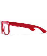 Oversized Iconic Square Non-Prescription Clear Lens Retro Fashion Nerd Glasses Men Women - Red - C512NUGIBVM $10.47