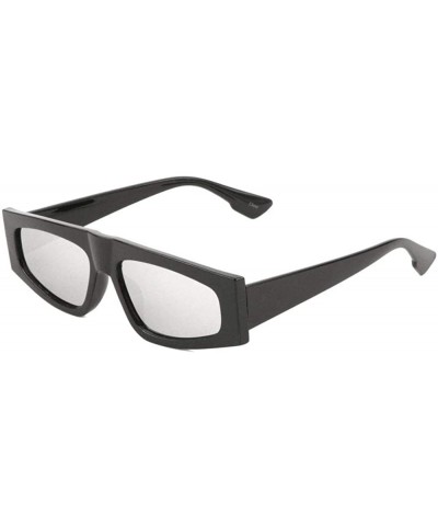 Round Diagonal Top Round Wide Geometric Retro Sunglasses - Grey Black - CG197S7NNKS $27.25