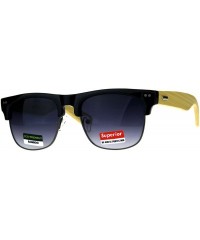 Square Real Bamboo Wood Temple Sunglasses Designer Fashion Square Frame - Black (Smoke) - CC18EI2DKO7 $24.13