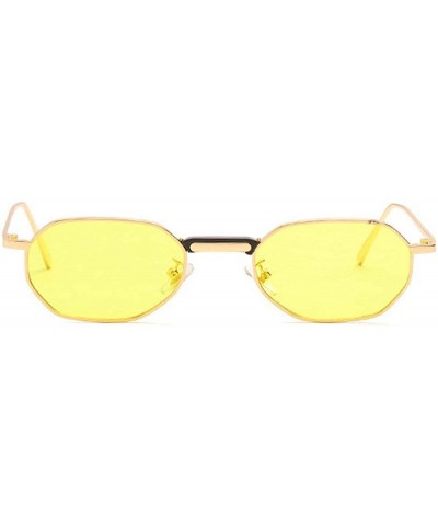 Square Ultra light Lady Square Sun Protection Sunglasses Brand Designer Small Metal frame glasses - Yellow - CQ18SMA30G2 $22.56