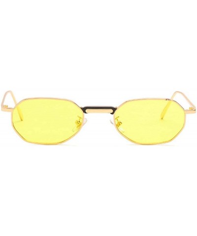 Square Ultra light Lady Square Sun Protection Sunglasses Brand Designer Small Metal frame glasses - Yellow - CQ18SMA30G2 $9.32