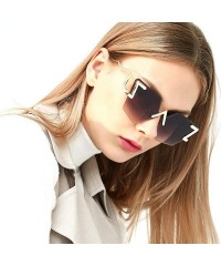 Sport Fashion new diamond trimming ladies sunglasses luxury frameless sunglasses personality trend - Gradient Gray - CL18LOAZ...