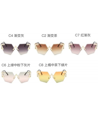 Sport Fashion new diamond trimming ladies sunglasses luxury frameless sunglasses personality trend - Gradient Gray - CL18LOAZ...
