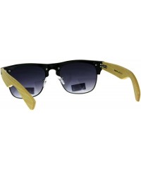 Square Real Bamboo Wood Temple Sunglasses Designer Fashion Square Frame - Black (Smoke) - CC18EI2DKO7 $24.13