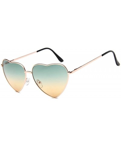 Round Women's S014 Heart Aviator 55mm Sunglasses - Green Orange - CW186HI082T $22.18