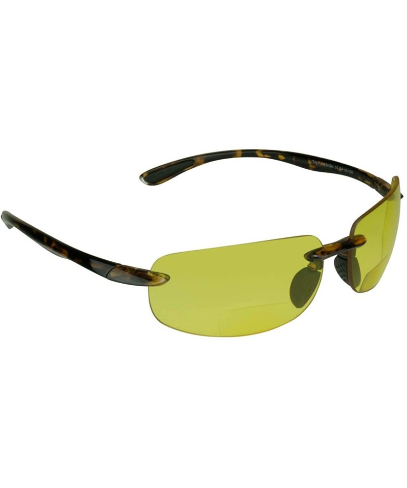 Rimless BIFOCAL Reader Sunglasses Rimless Men Women HD Amber Smoke Yellow Lens - Yellow Lens Tortoise Shell Brown Frame - CY1...