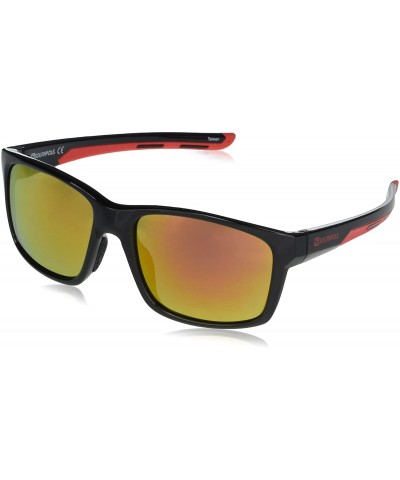 Rectangular Men's 5043SP Vintage Rectangular Sunglasses with 100% UV Protection- 55 mm - Black & Red - C7196INRUEC $32.06