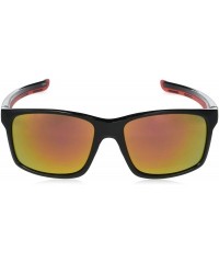 Rectangular Men's 5043SP Vintage Rectangular Sunglasses with 100% UV Protection- 55 mm - Black & Red - C7196INRUEC $16.25