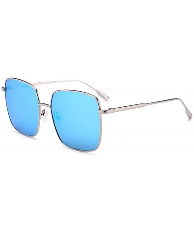 Goggle Sunglasses Retro Street Snap Big Box Sunglasses Multicolor Sunglasses Lady - C5 Silver Frame Ice Blue - CX18TMRNAXL $1...