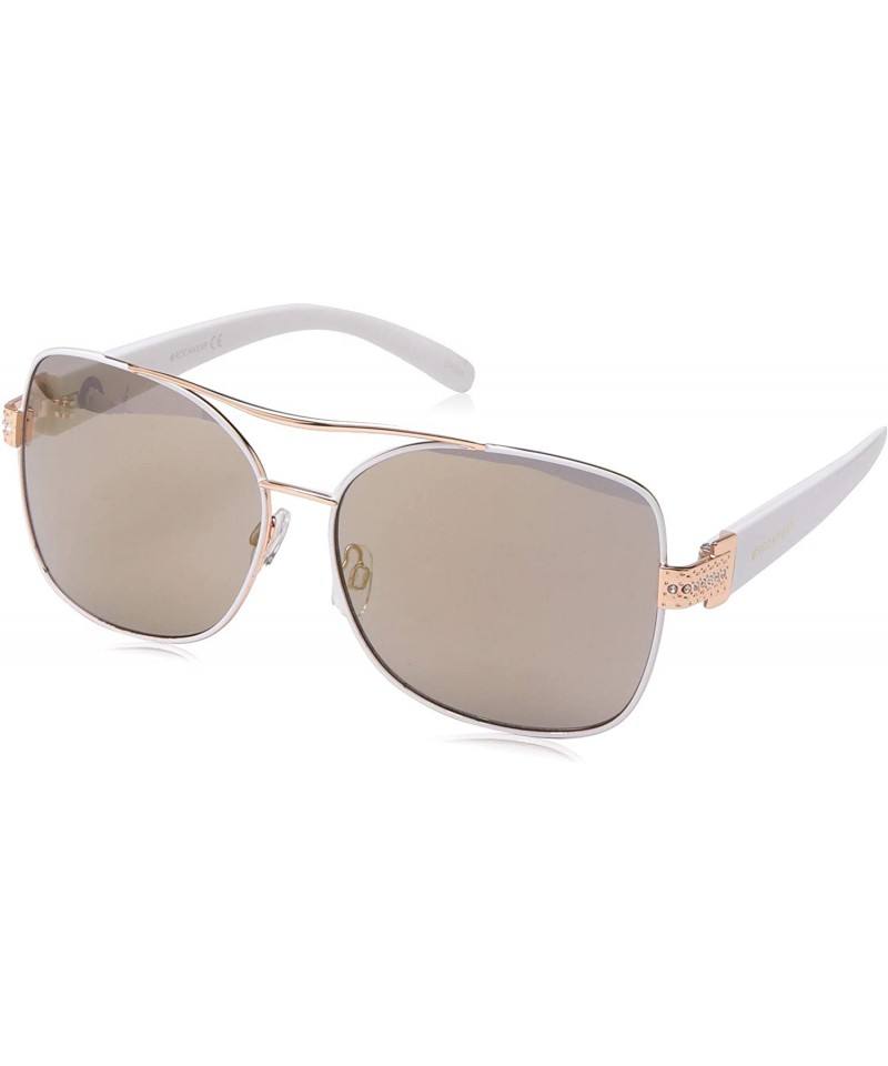 Shield R3290 Rectangular Sunglasses Rhinestone - Rose Gold & White - CS18O30DNWM $46.56