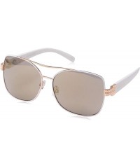 Shield R3290 Rectangular Sunglasses Rhinestone - Rose Gold & White - CS18O30DNWM $82.30