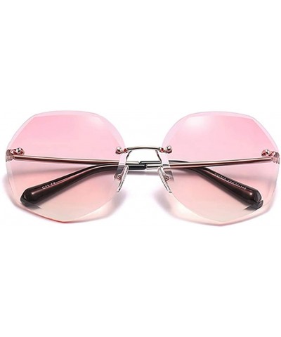 Round Sunglasses polygonal crystal slimming sunglasses - Pink - CP1996USSQS $51.74