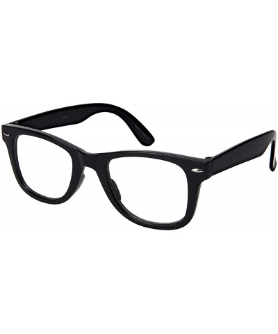 Wayfarer Horn Rimmed Wood Pattern Sunglasses Men Women 5401CWD-SD - Black Frame/Clear Lens - C618KEHA25M $20.48