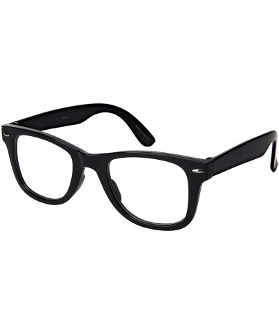 Wayfarer Horn Rimmed Wood Pattern Sunglasses Men Women 5401CWD-SD - Black Frame/Clear Lens - C618KEHA25M $7.84