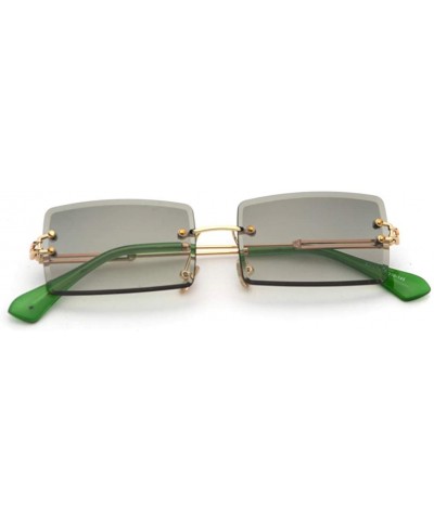 Square Fashion Rimless Sunglasses Women Accessories Rectangle Female Sun Glasses Green Black Brown Square Eyewear - CP18T9X65...