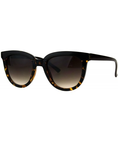 Rectangular Womens Minimal Horned Rim Plastic Eye Brow Trim Sunglasses - Brown Tortoise - C6184QMWH9D $23.45