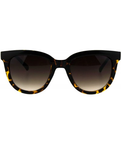 Rectangular Womens Minimal Horned Rim Plastic Eye Brow Trim Sunglasses - Brown Tortoise - C6184QMWH9D $14.01