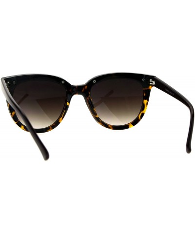 Rectangular Womens Minimal Horned Rim Plastic Eye Brow Trim Sunglasses - Brown Tortoise - C6184QMWH9D $14.01