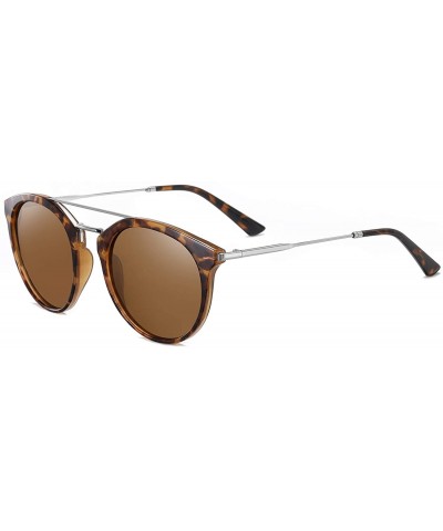 Round Vintage Round Frame Women Sunglasses TAC Polarized Lens UV400 Protection Outdoor Glasses - Leopard - CR197ZGUI2G $28.35