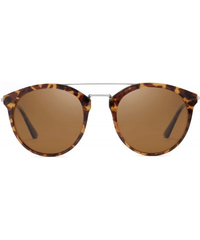 Round Vintage Round Frame Women Sunglasses TAC Polarized Lens UV400 Protection Outdoor Glasses - Leopard - CR197ZGUI2G $13.03
