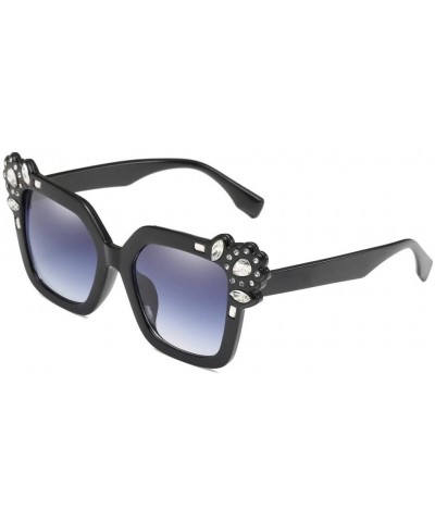 Aviator Sunglasses for Women - Neutral Cat Eye Sunglasses Fashion Rhinestone Decoration UV 400 Eyewear (Black) - Black - CK18...