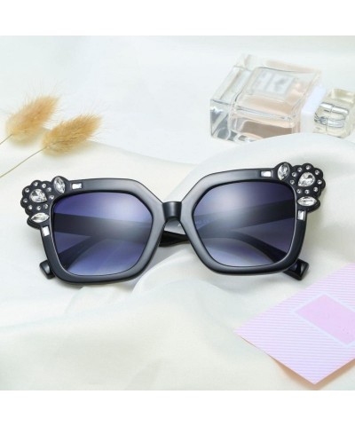 Aviator Sunglasses for Women - Neutral Cat Eye Sunglasses Fashion Rhinestone Decoration UV 400 Eyewear (Black) - Black - CK18...
