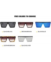 Oversized Oversized Sunglasses Women Big Frame Square Flat Top Rivet Gradient Lens Sun Glasses Men Vintage Mirror UV400 - C21...