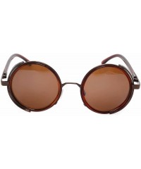 Goggle Unisex Mens Womens Steampunk Round Sunglasses Side Shields Vintage Cyber Goggles - Brown - CT12LIROKIX $17.33