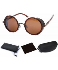 Goggle Unisex Mens Womens Steampunk Round Sunglasses Side Shields Vintage Cyber Goggles - Brown - CT12LIROKIX $17.33