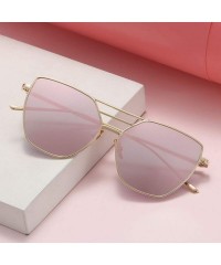 Oversized Metal Luxury Vintage Coated Mirror Sunglasses Women Brand Designer Fashion Retro Sun Glasses Uv400 Oculos - Black -...