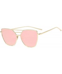 Oversized Metal Luxury Vintage Coated Mirror Sunglasses Women Brand Designer Fashion Retro Sun Glasses Uv400 Oculos - Black -...