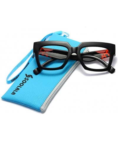 Square Anti-Blue Blocker Light Square Reading Glasses w/Leopard Arms - 2 Pairs /Anti Blue - Black+leopard - C218YLZS52Q $24.56