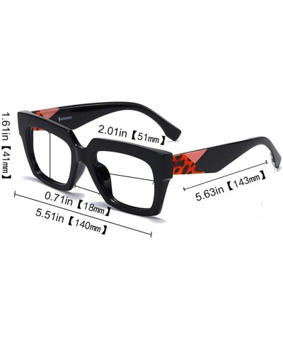 Square Anti-Blue Blocker Light Square Reading Glasses w/Leopard Arms - 2 Pairs /Anti Blue - Black+leopard - C218YLZS52Q $24.56