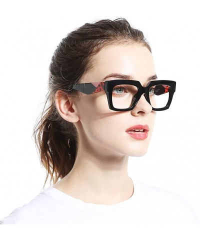 Square Anti-Blue Blocker Light Square Reading Glasses w/Leopard Arms - 2 Pairs /Anti Blue - Black+leopard - C218YLZS52Q $24.56