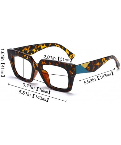 Square Anti-Blue Blocker Light Square Reading Glasses w/Leopard Arms - 2 Pairs /Anti Blue - Black+leopard - C218YLZS52Q $24.56