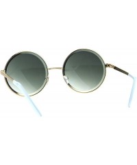 Oversized Womens Oversize Round Beveled Edge Circle Lens Hippie Sunglasses - Gold Green Smoke - CD1853Q2ZYX $11.94