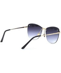 Aviator 2019 new sunglasses ladies- metal frameless sunglasses- wheat color film ladies sunglasses - A - C818SMW65A5 $48.14