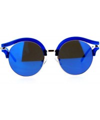 Round Womens Fashion Sunglasses Round Circle Accent Top Mirror Lens - Blue - CN187SGCMQA $11.86